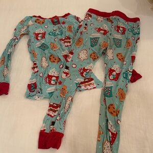 Little Sleepies Festive Blue Pajama Set with Red Trim